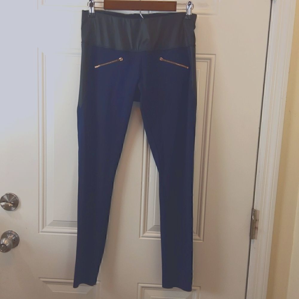 A Day navy blue and black throw & roll leggings